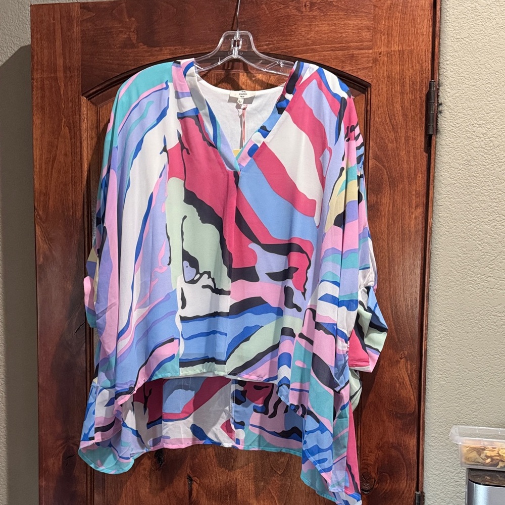 NWT Colorful Abstract Butterfly style Women's Top